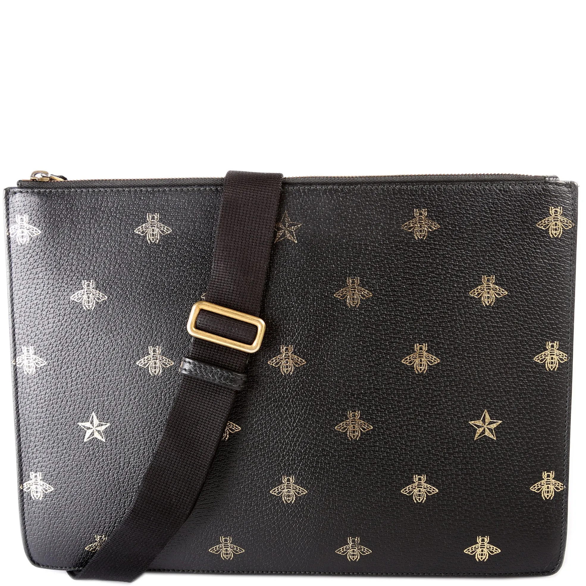 450976 Bee Star Leather Messenger Bag