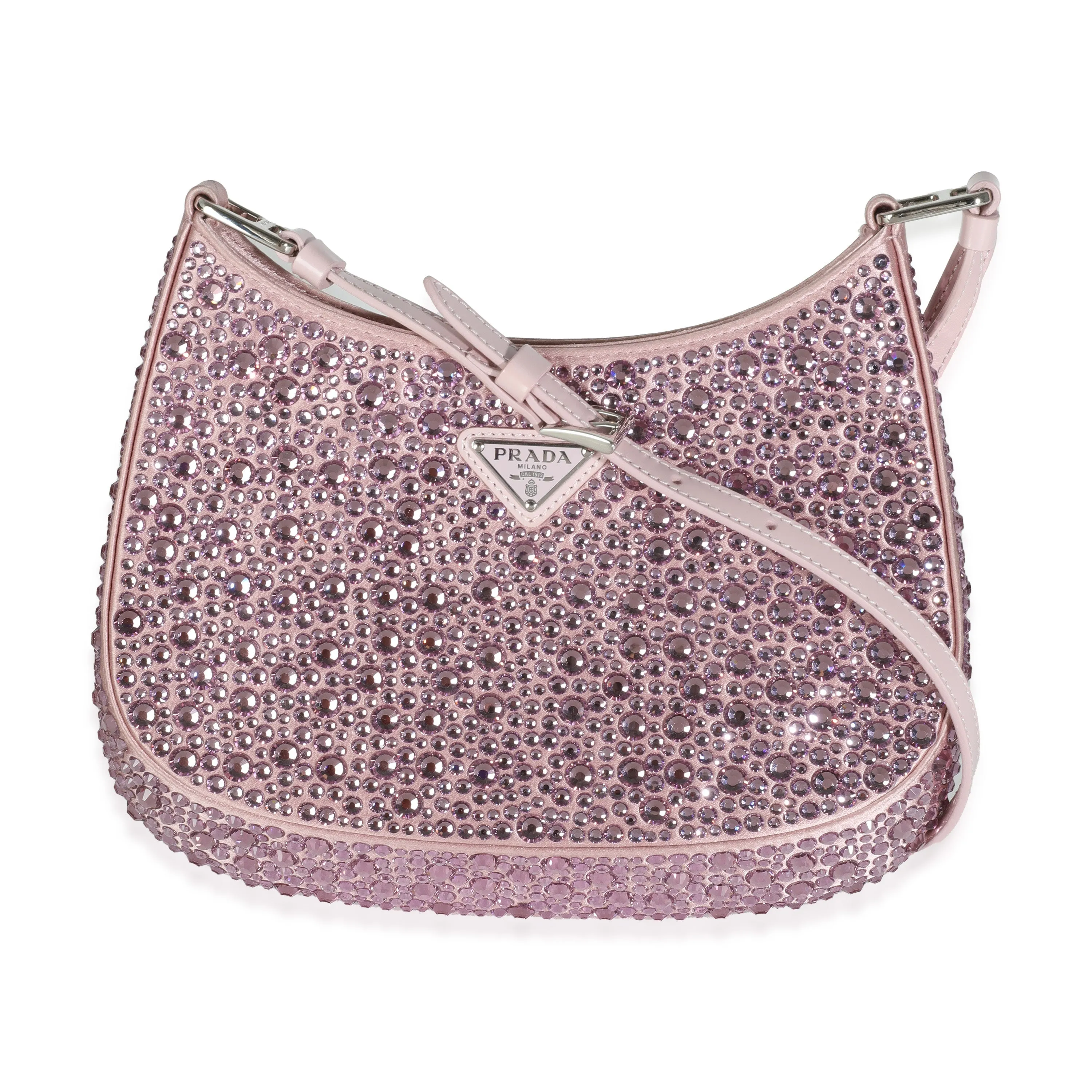 Alabastro Pink Satin Crystal Cleo Bag