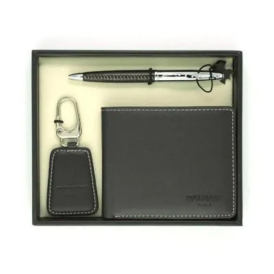 Balmain Pen, Key Holder and Wallet Set - Brown