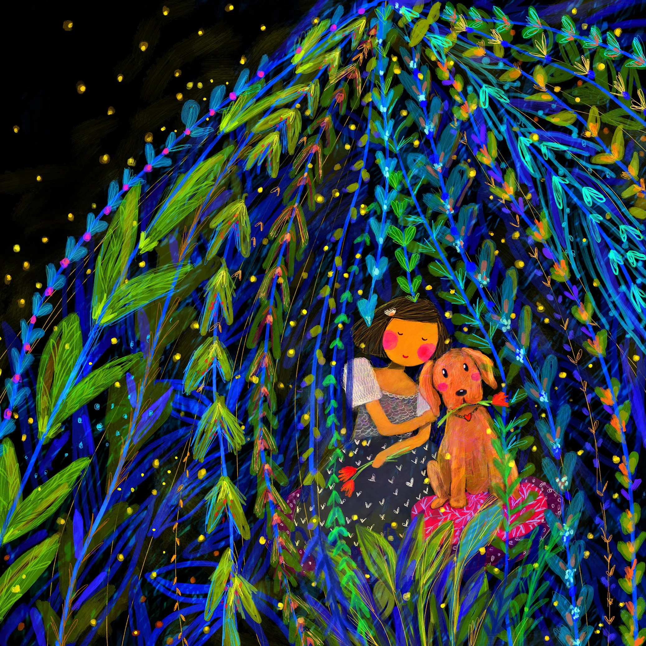 Bibsisita Tote Bag Velvet- A Night with the Fireflies