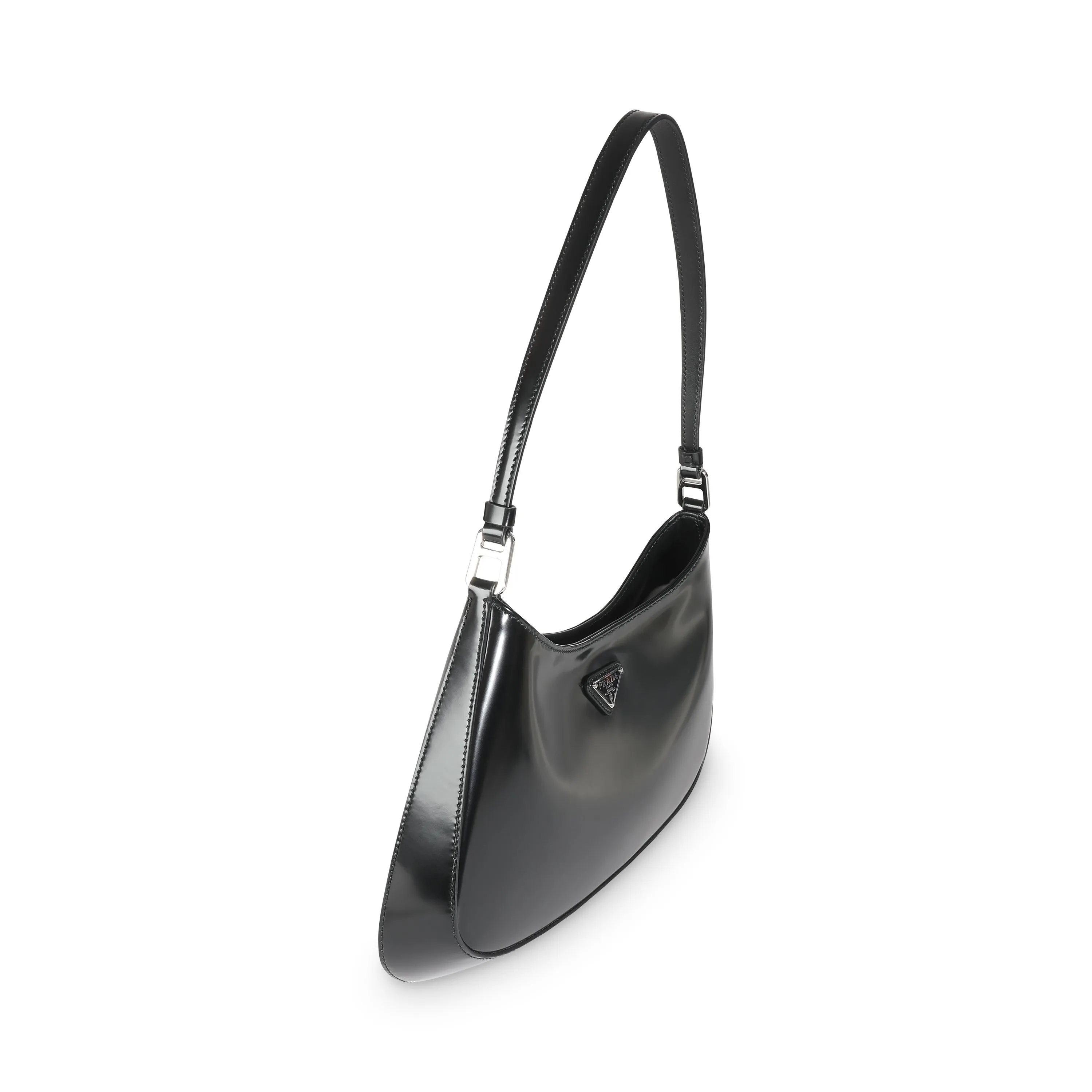 Black Brushed Leather Cleo Shoulder Bag