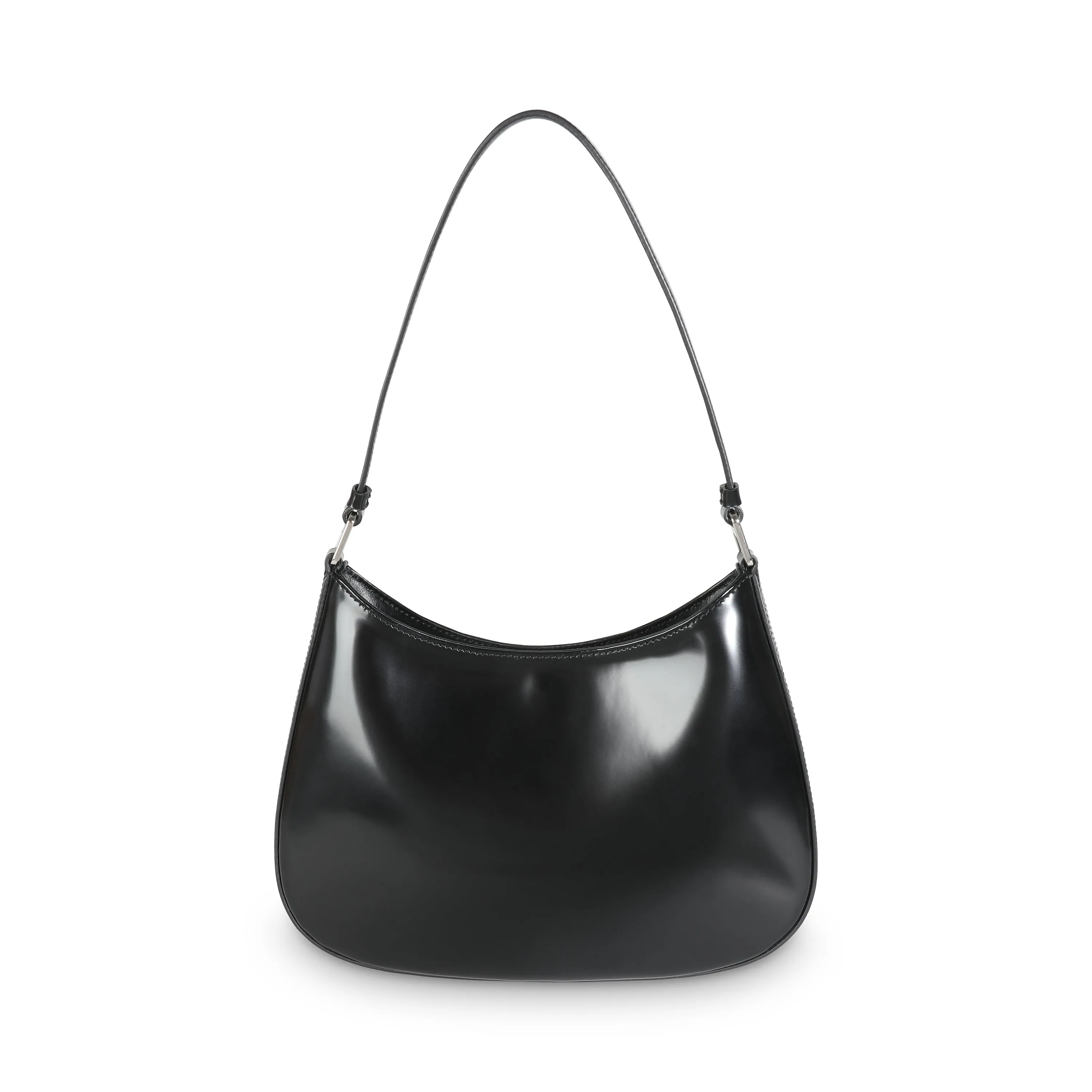 Black Brushed Leather Cleo Shoulder Bag