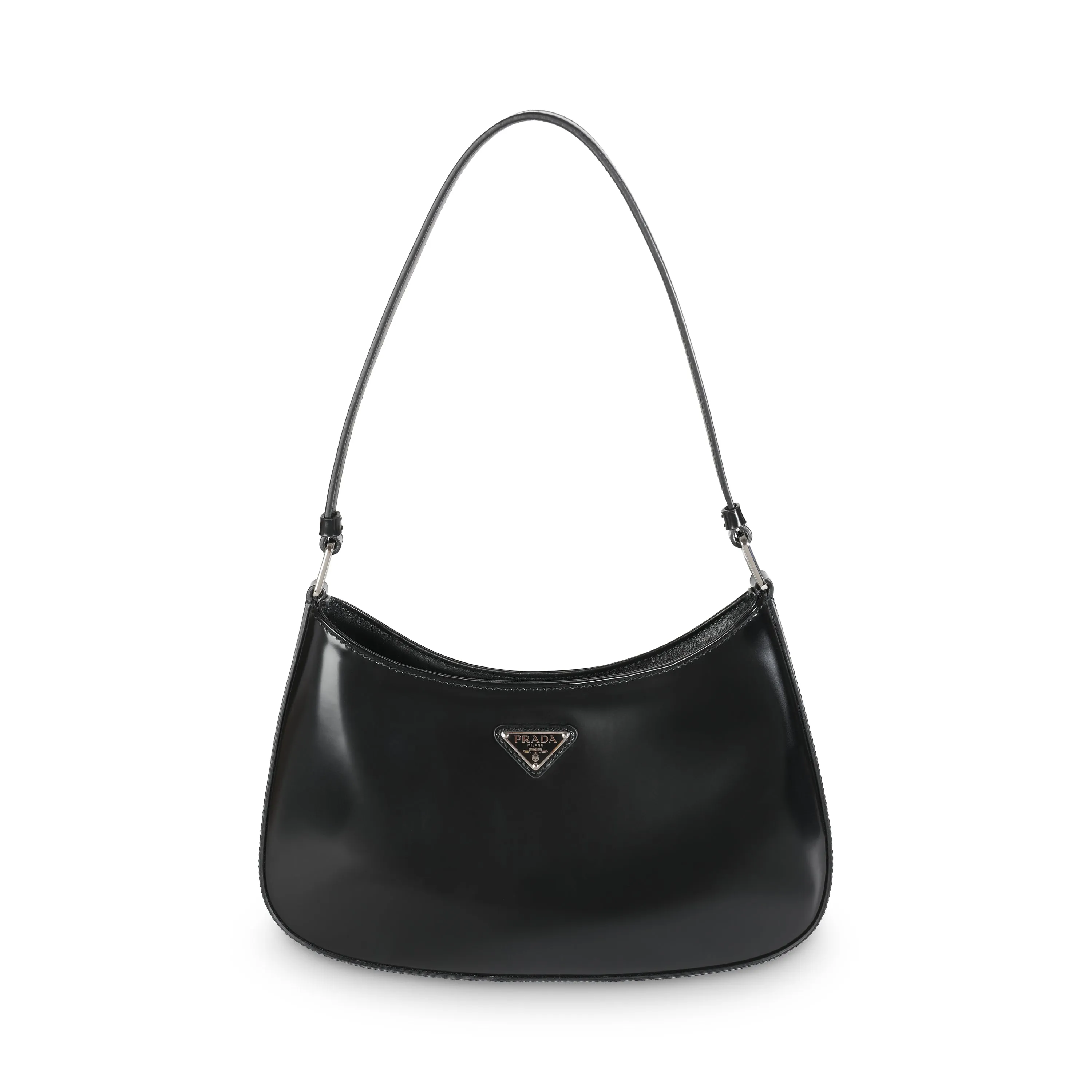 Black Brushed Leather Cleo Shoulder Bag