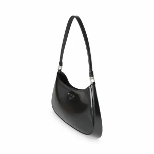 Black Brushed Leather Cleo Shoulder Bag