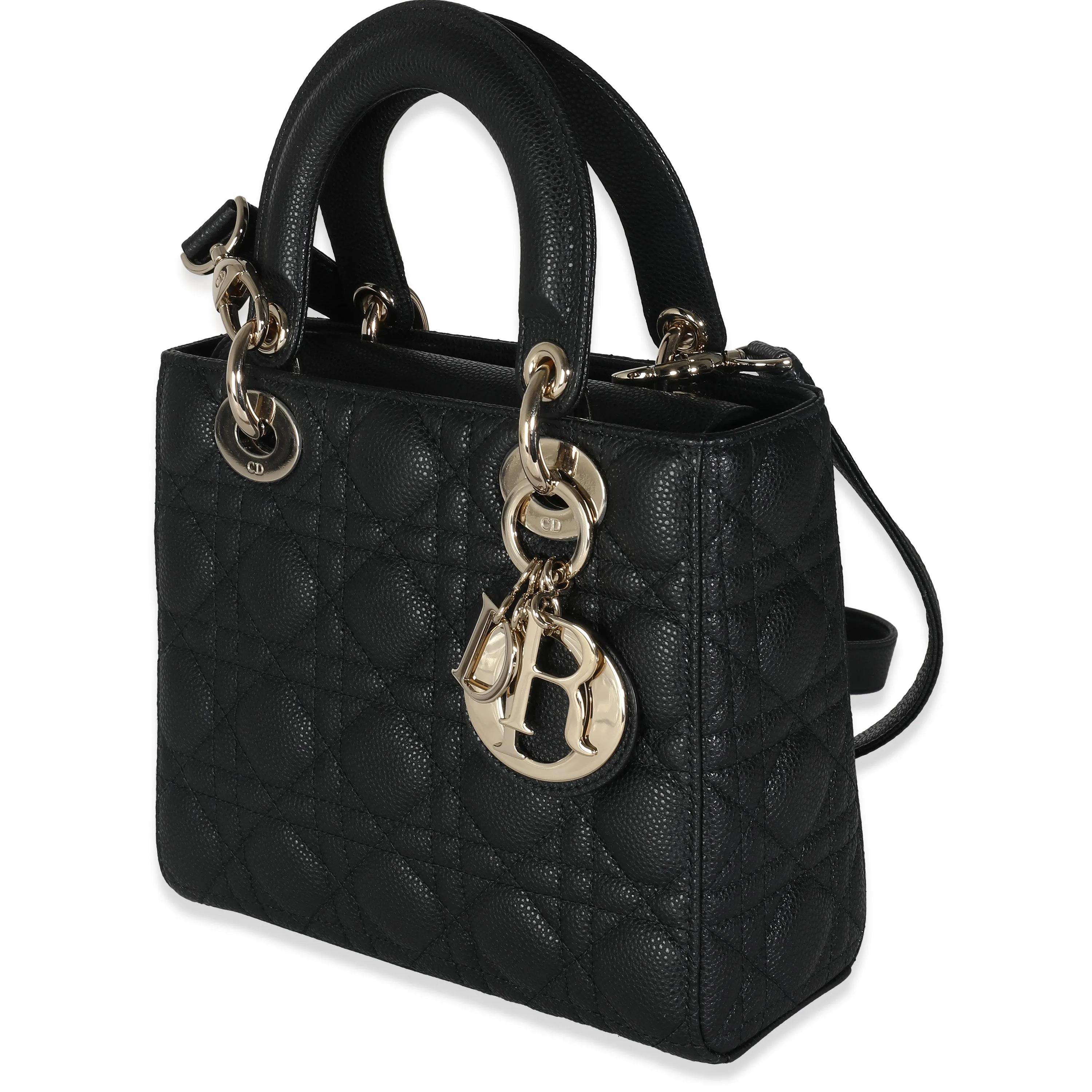 Black Grained Calfskin Cannage Small Lady Dior