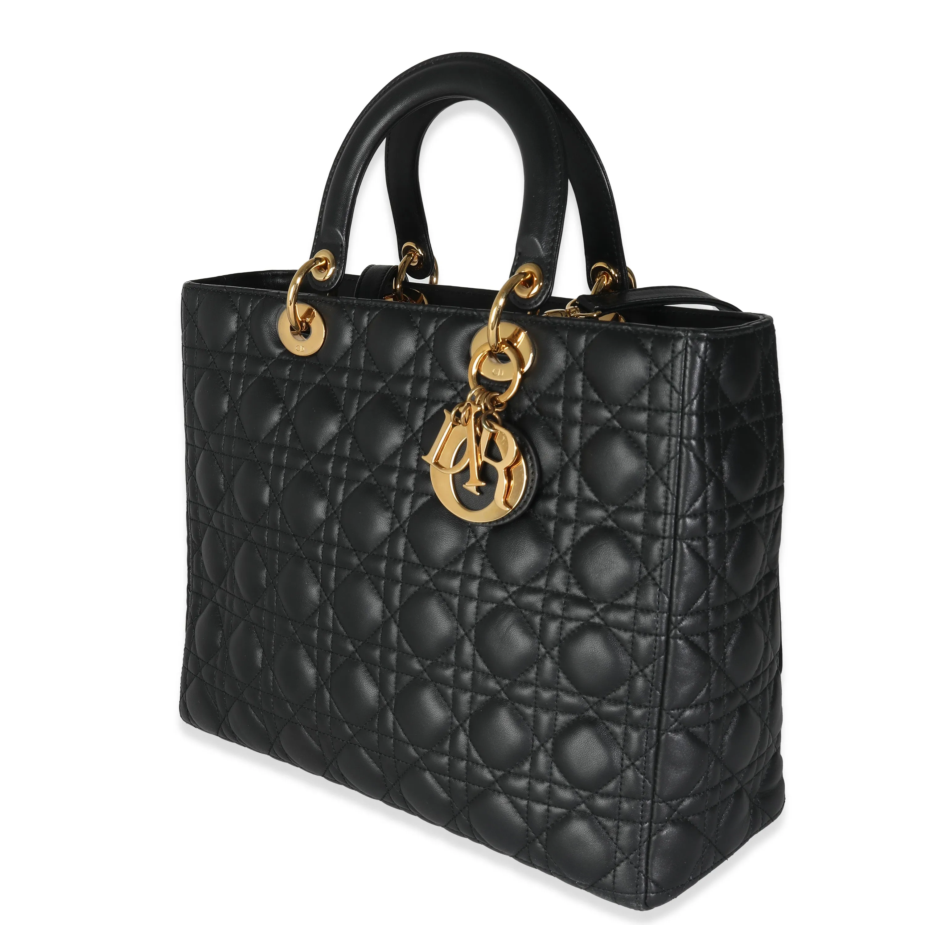 Black Lambskin Cannage Large Lady Dior