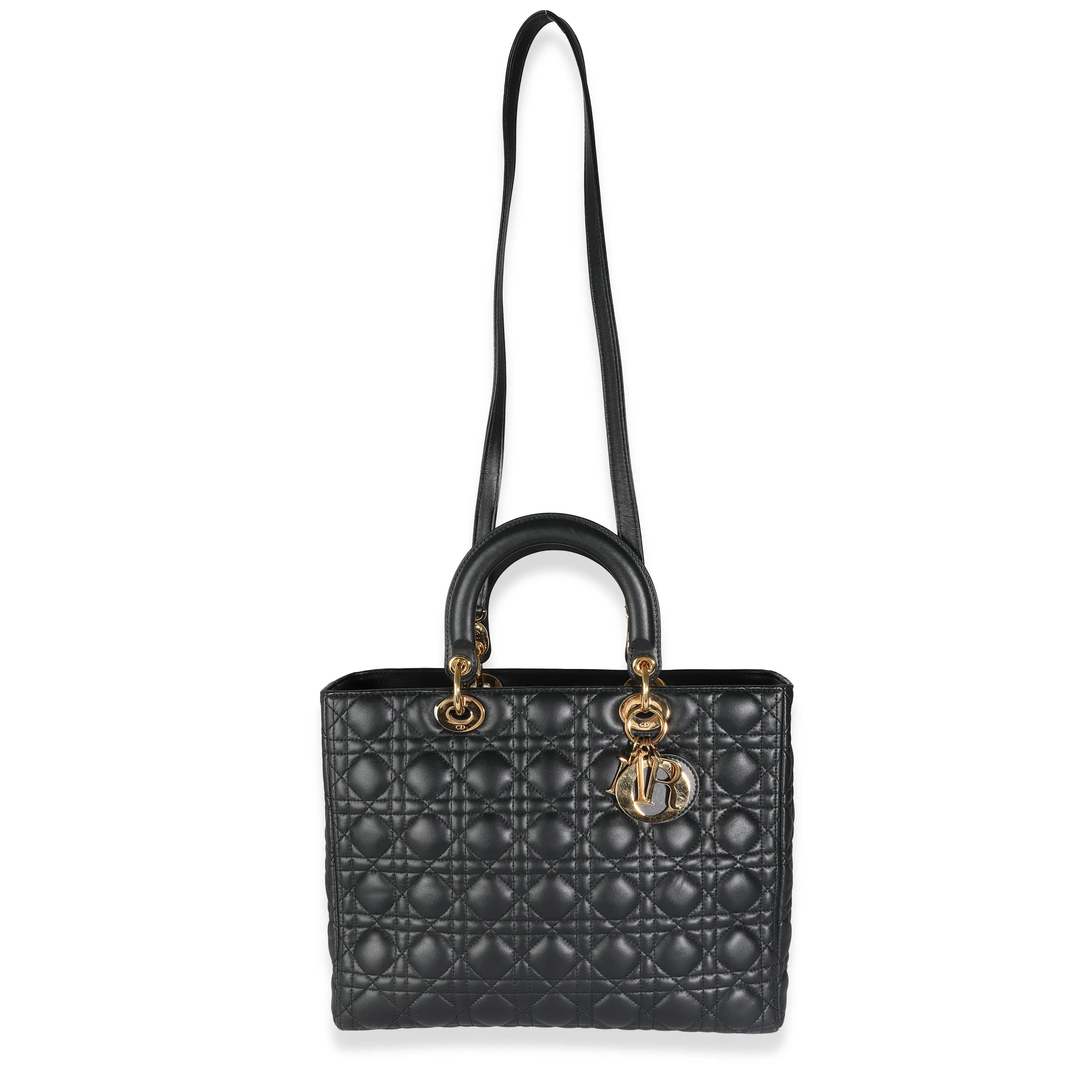 Black Lambskin Cannage Large Lady Dior