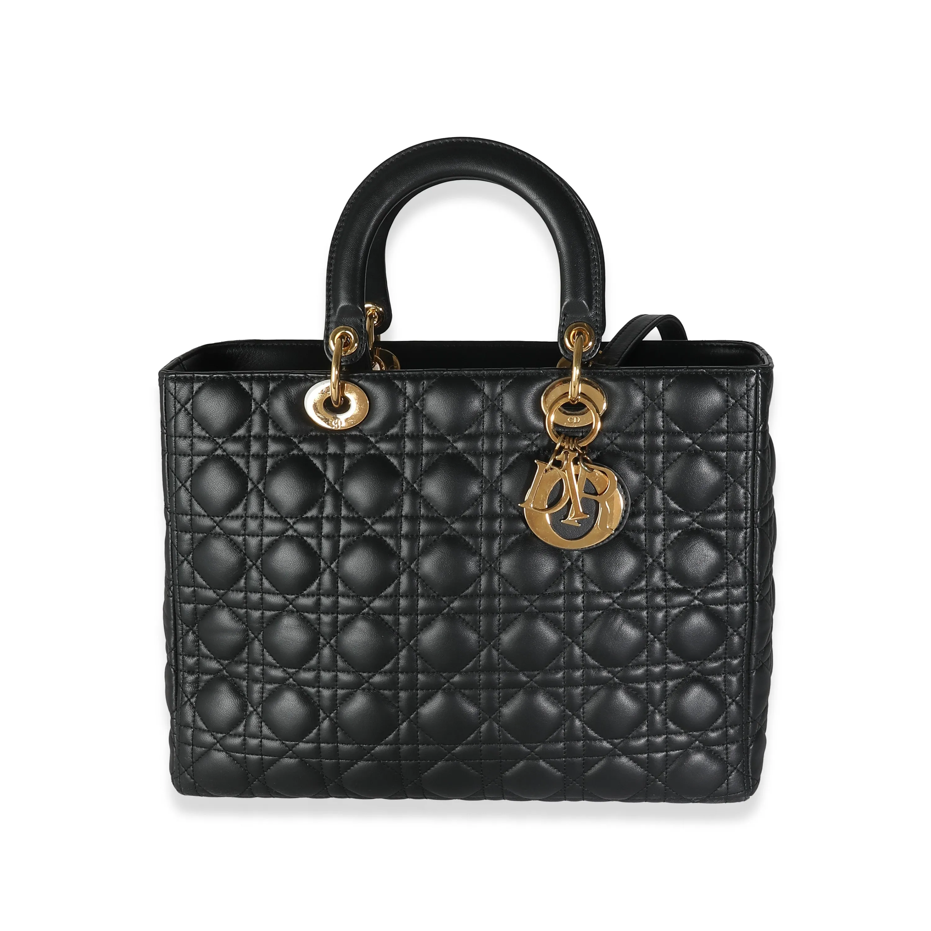 Black Lambskin Cannage Large Lady Dior