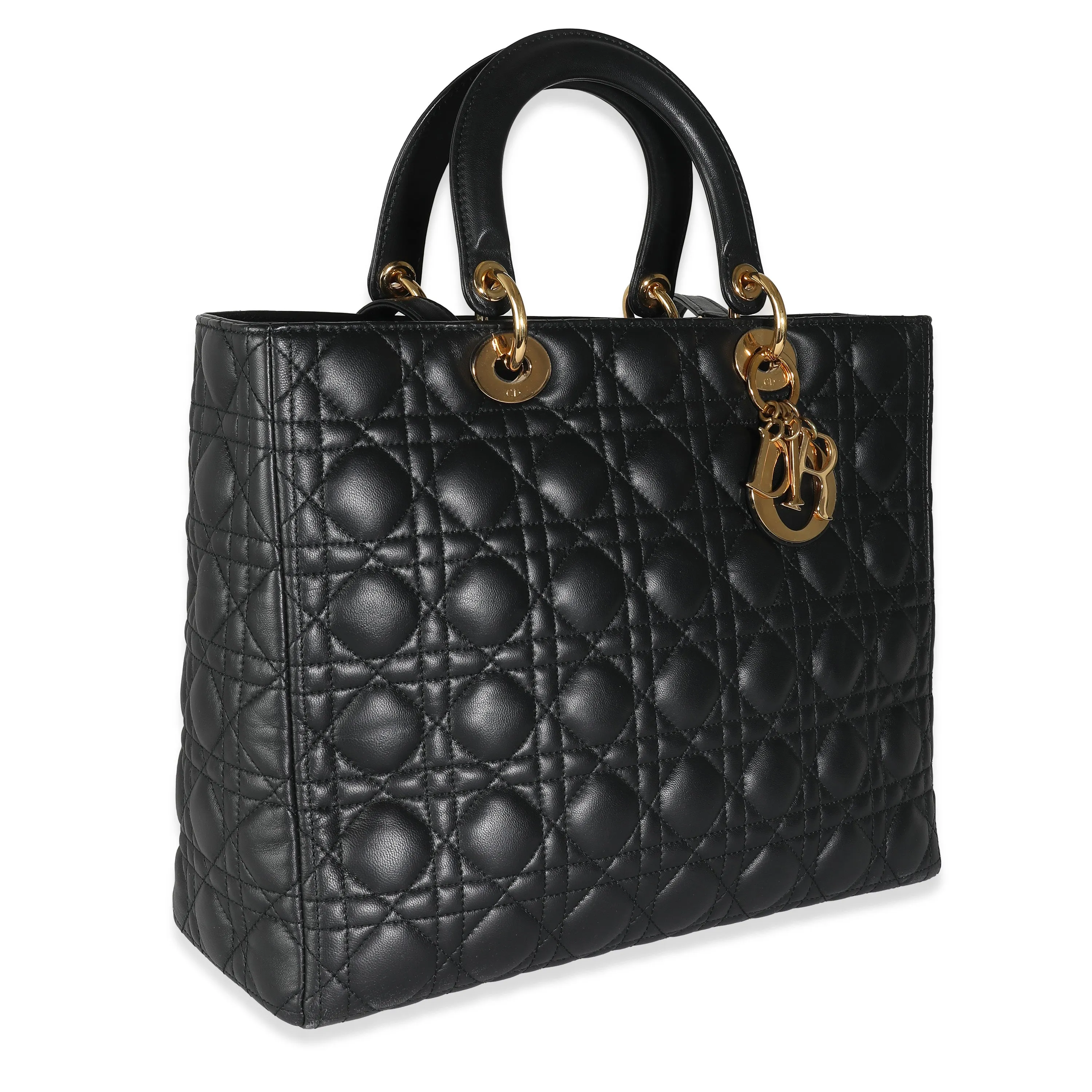 Black Lambskin Cannage Large Lady Dior