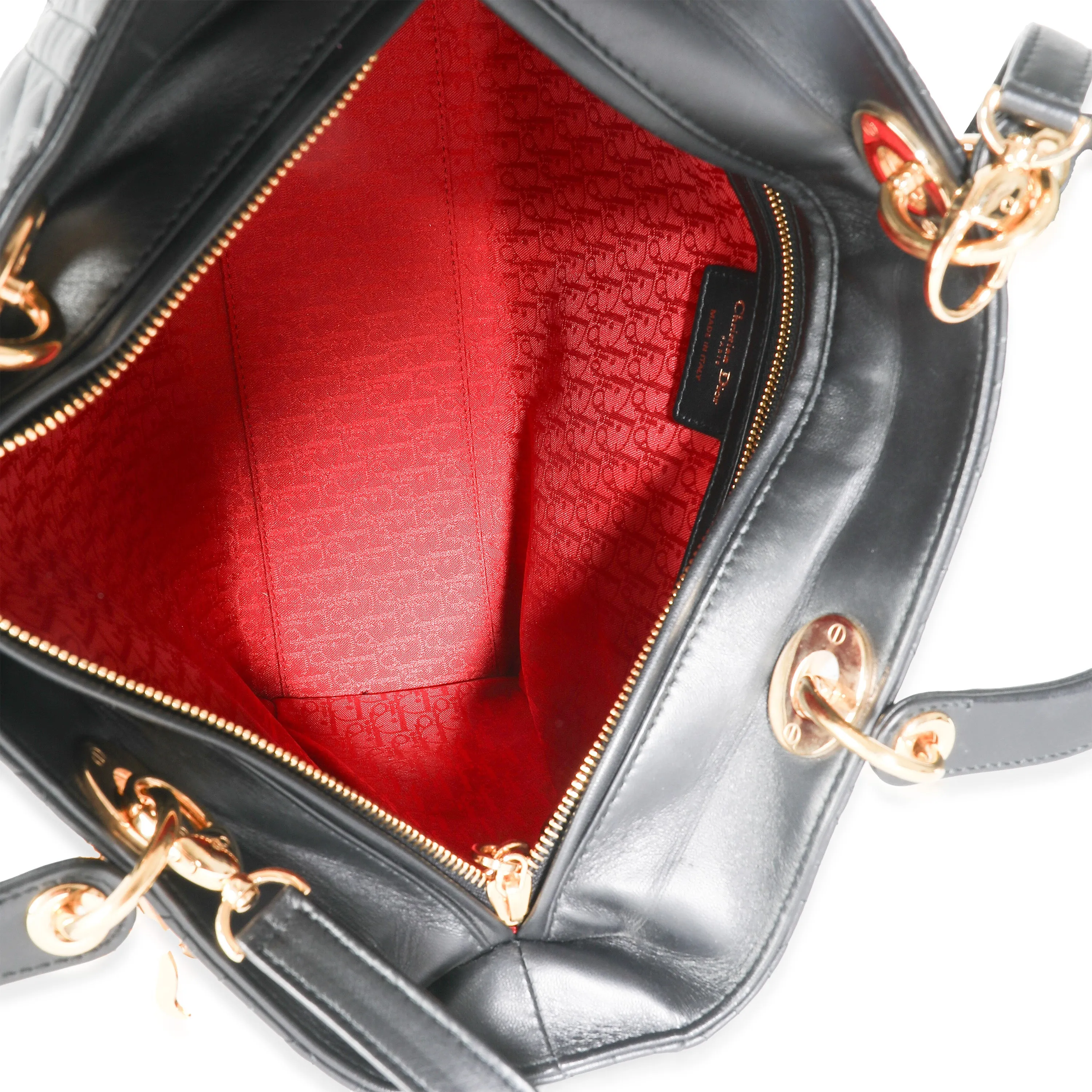 Black Lambskin Cannage Large Lady Dior