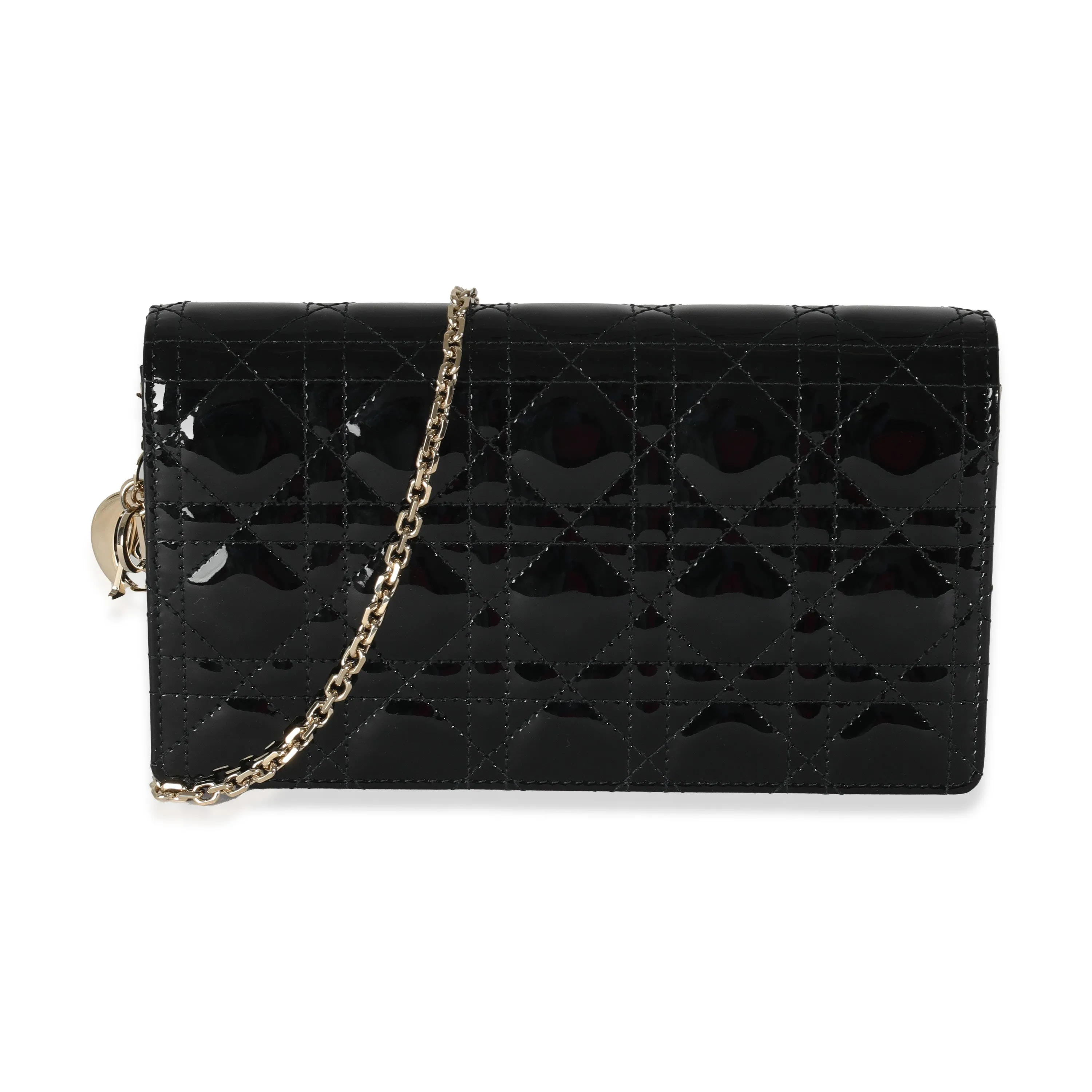 Black Patent Cannage Lady Dior Pouch