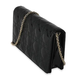 Black Patent Cannage Lady Dior Pouch