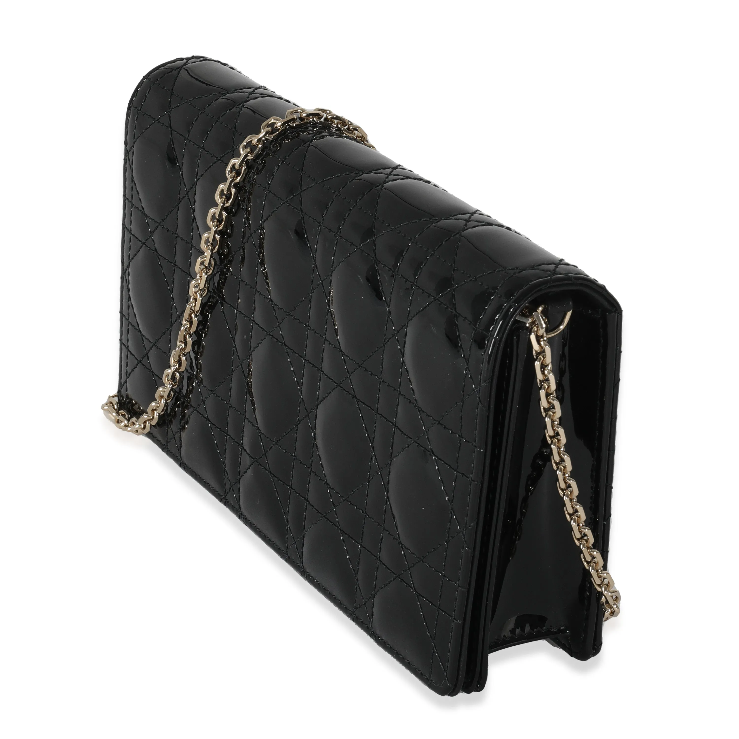 Black Patent Cannage Lady Dior Pouch