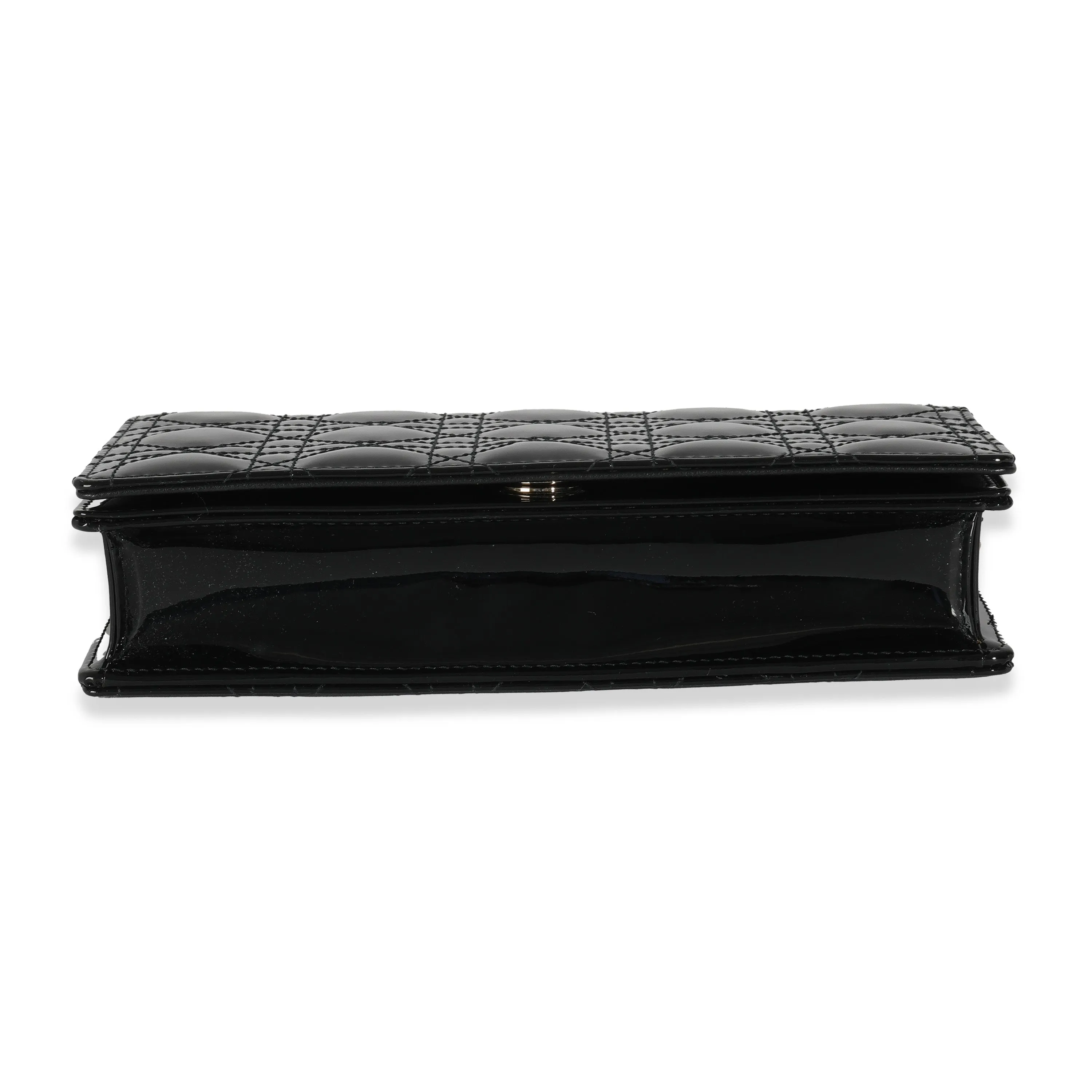 Black Patent Cannage Lady Dior Pouch