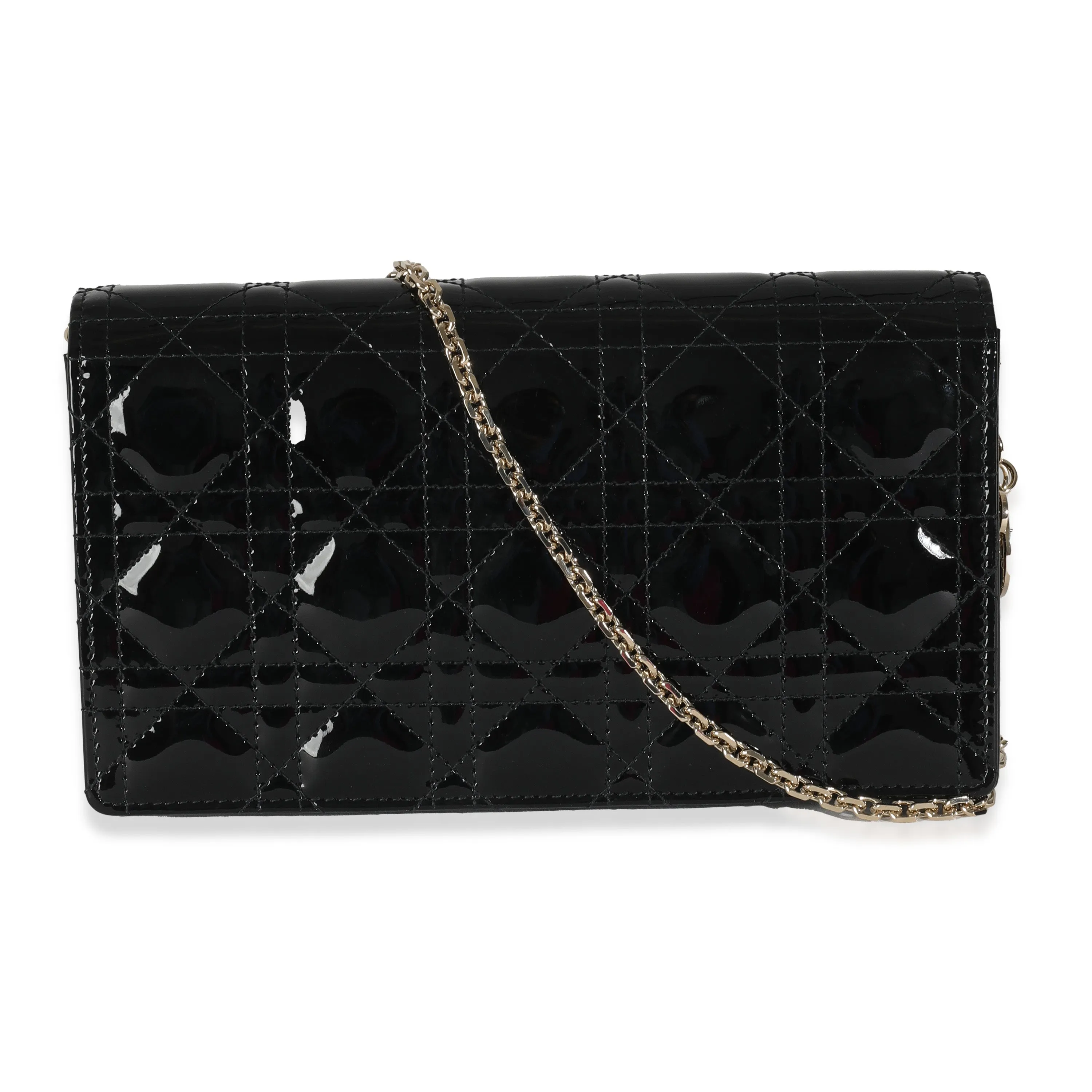Black Patent Cannage Lady Dior Pouch