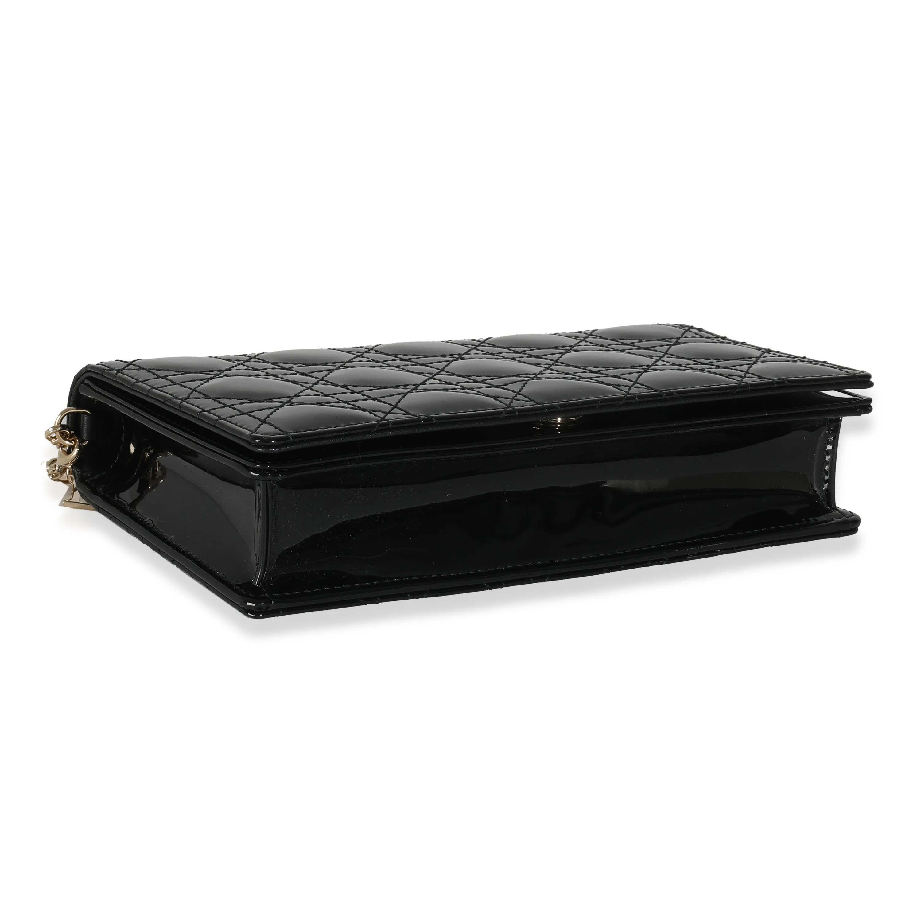 Black Patent Cannage Lady Dior Pouch
