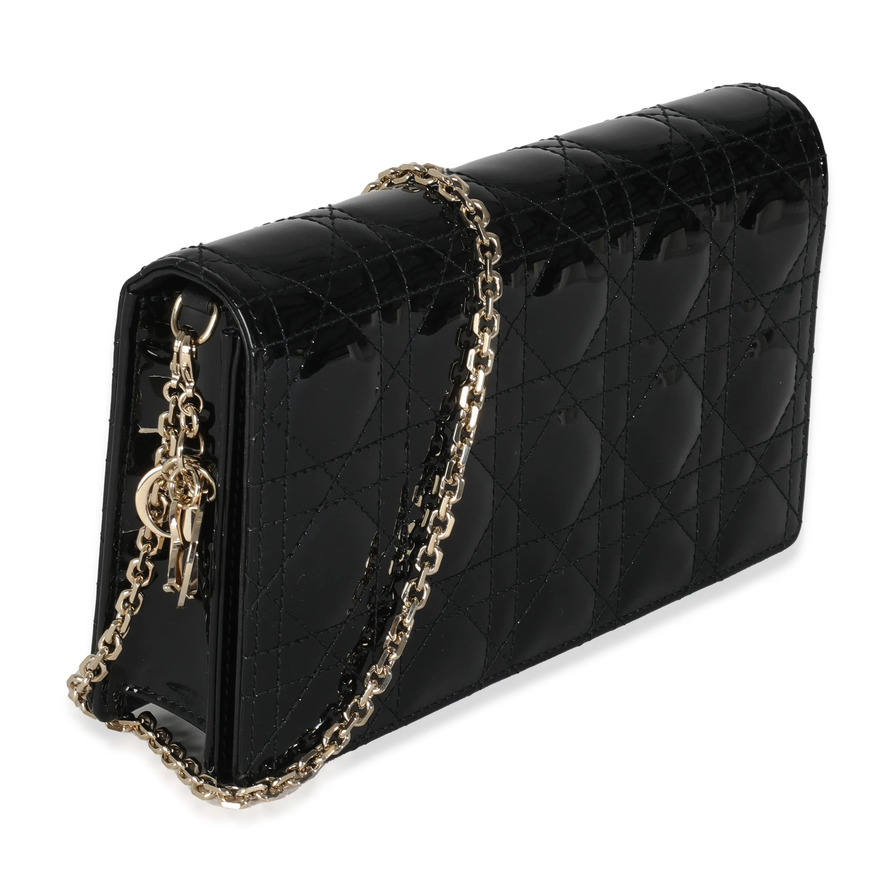 Black Patent Cannage Lady Dior Pouch