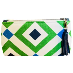 Blue and Green Geometric XL Clutch