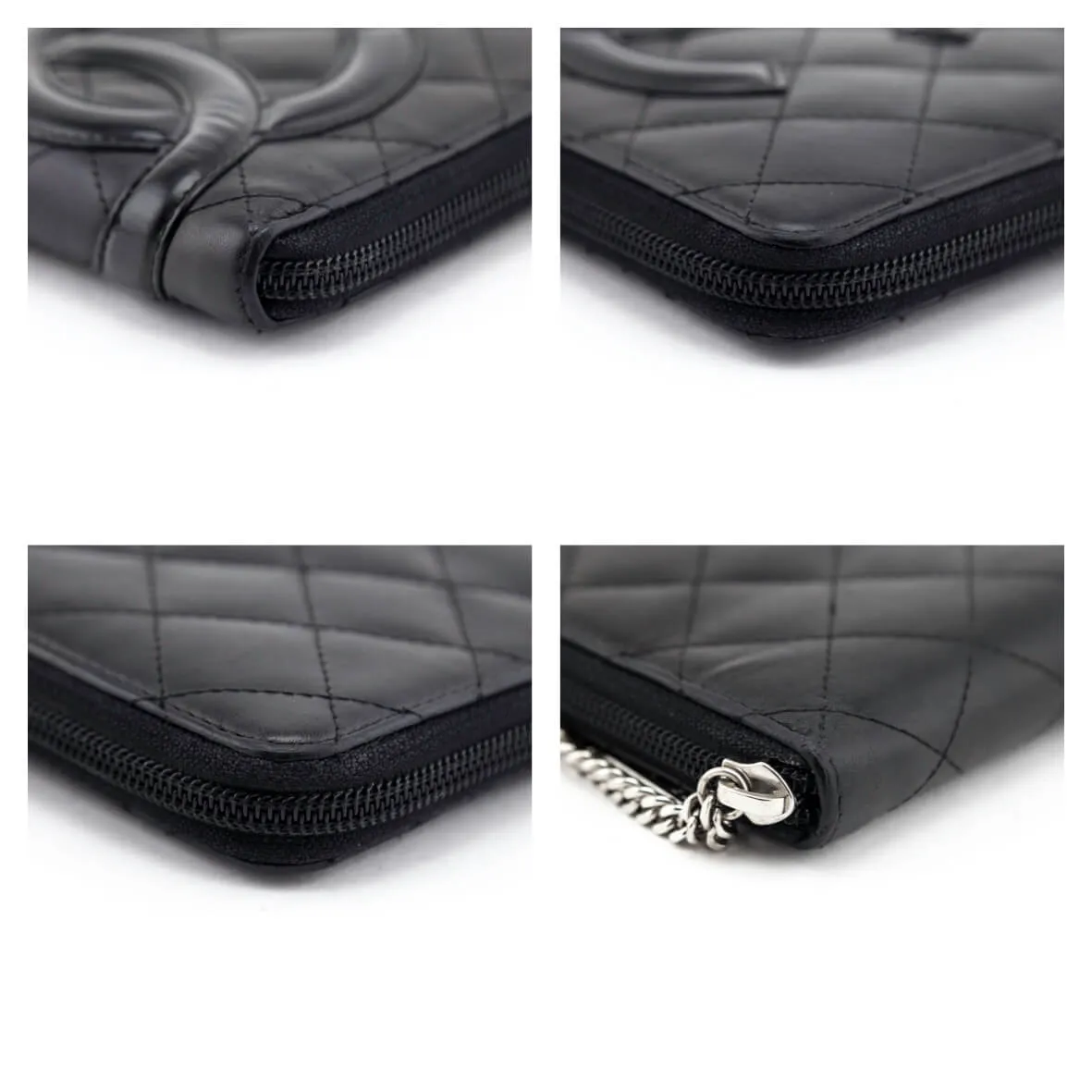 Chanel Black Quilted Calfskin Cambon Zip Around Organizer Wallet