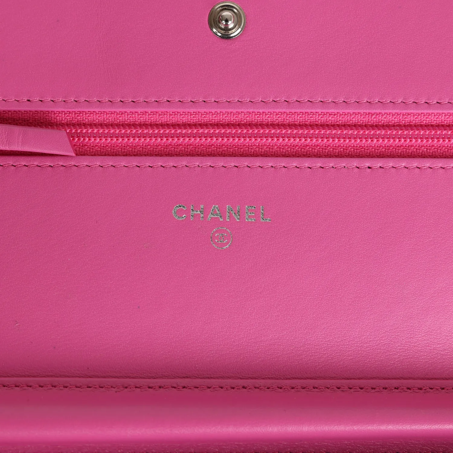 Chanel Boy Wallet On Chain WOC Hot Pink Python Brushed Silver Hardware
