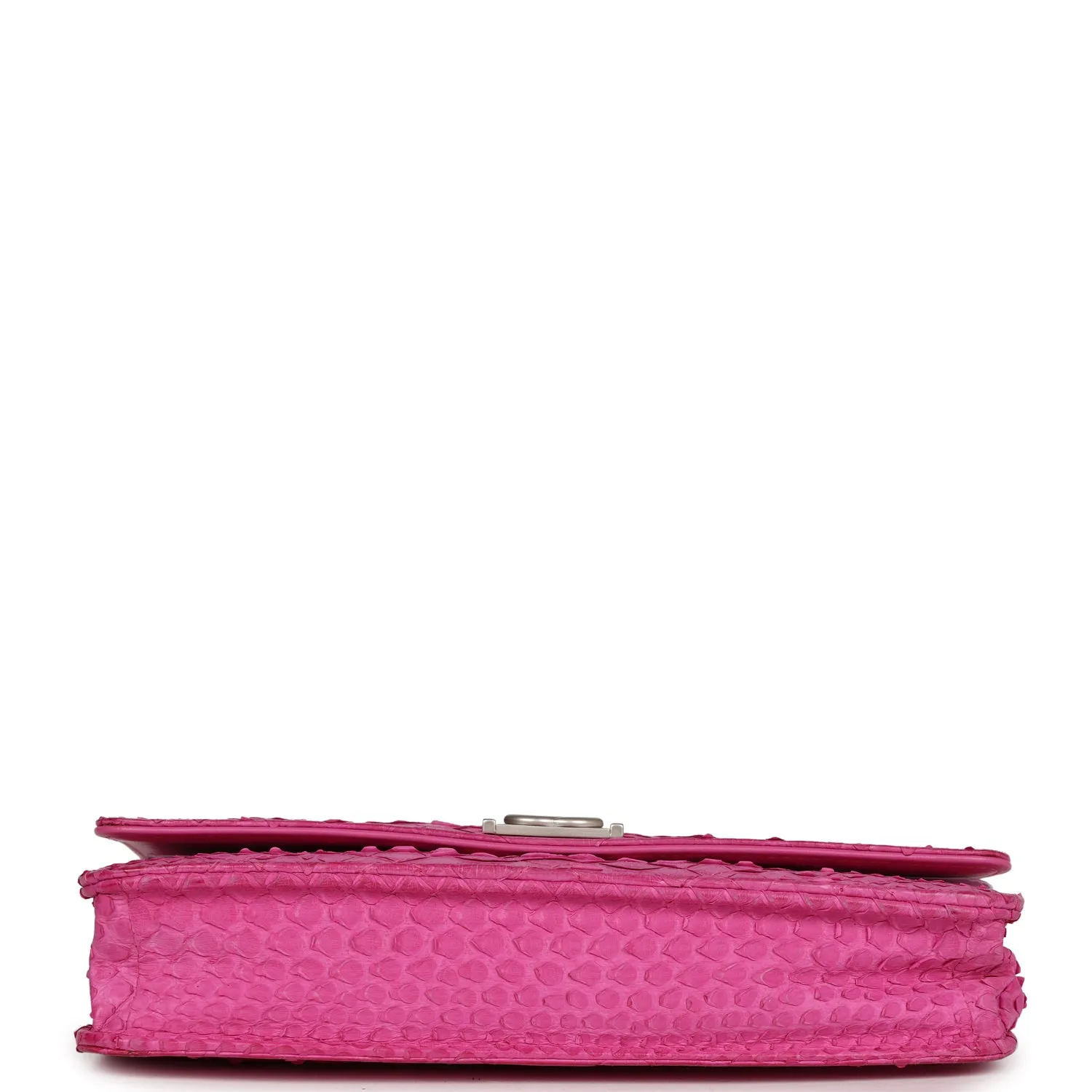 Chanel Boy Wallet On Chain WOC Hot Pink Python Brushed Silver Hardware