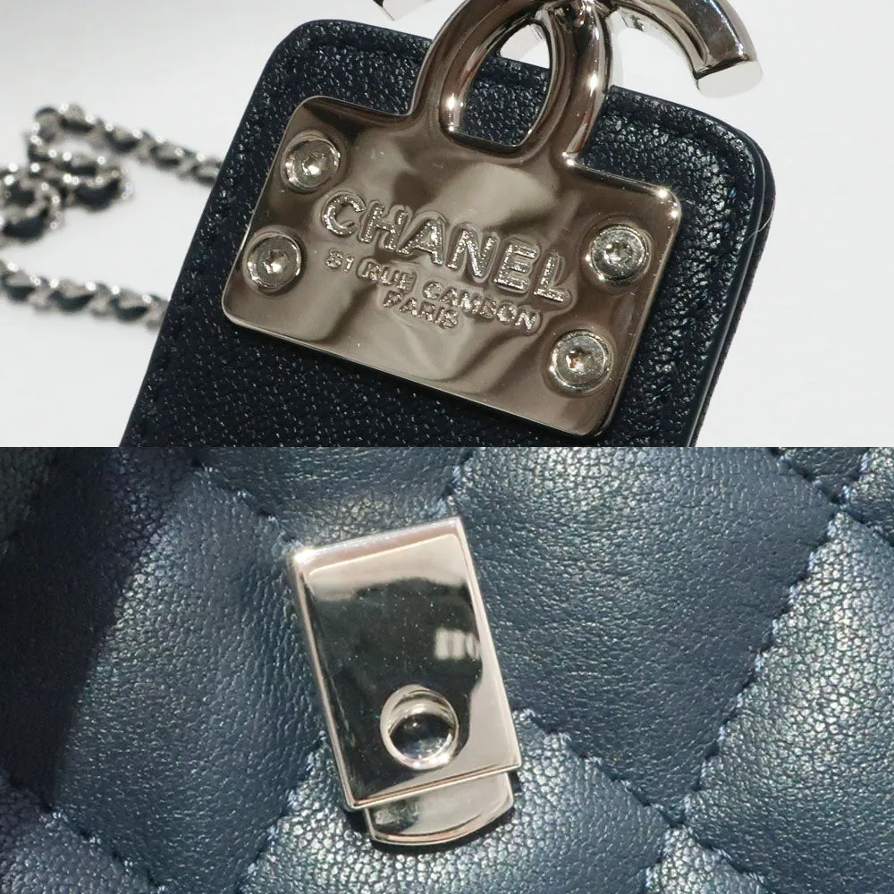 Chanel Chain S Wallet Silver Wallet Long Wallet  Navy