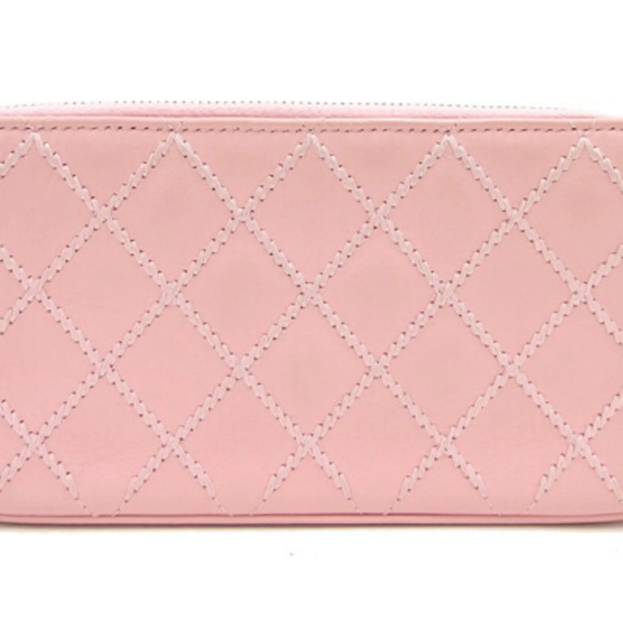 CHANEL Chain Wild Stitch A82527 Pink Leather Shoulder Women's Bag Matelasse Quilting Cocomark Long Wallet