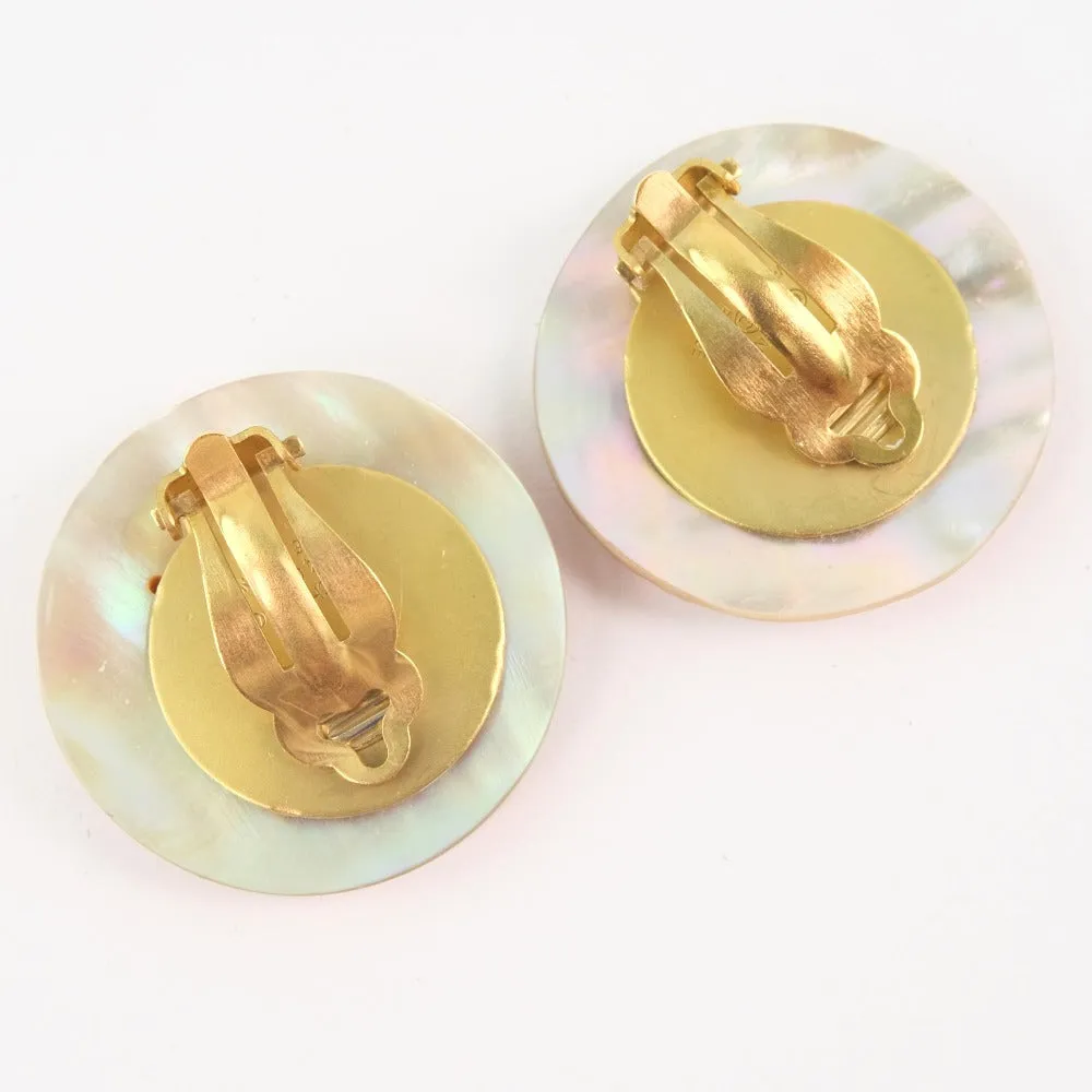 Chanel Chanel Coco Mark Earring S  G Plated Beige 94P  15.0g Coco Mark  【Cool】  Earring Shell