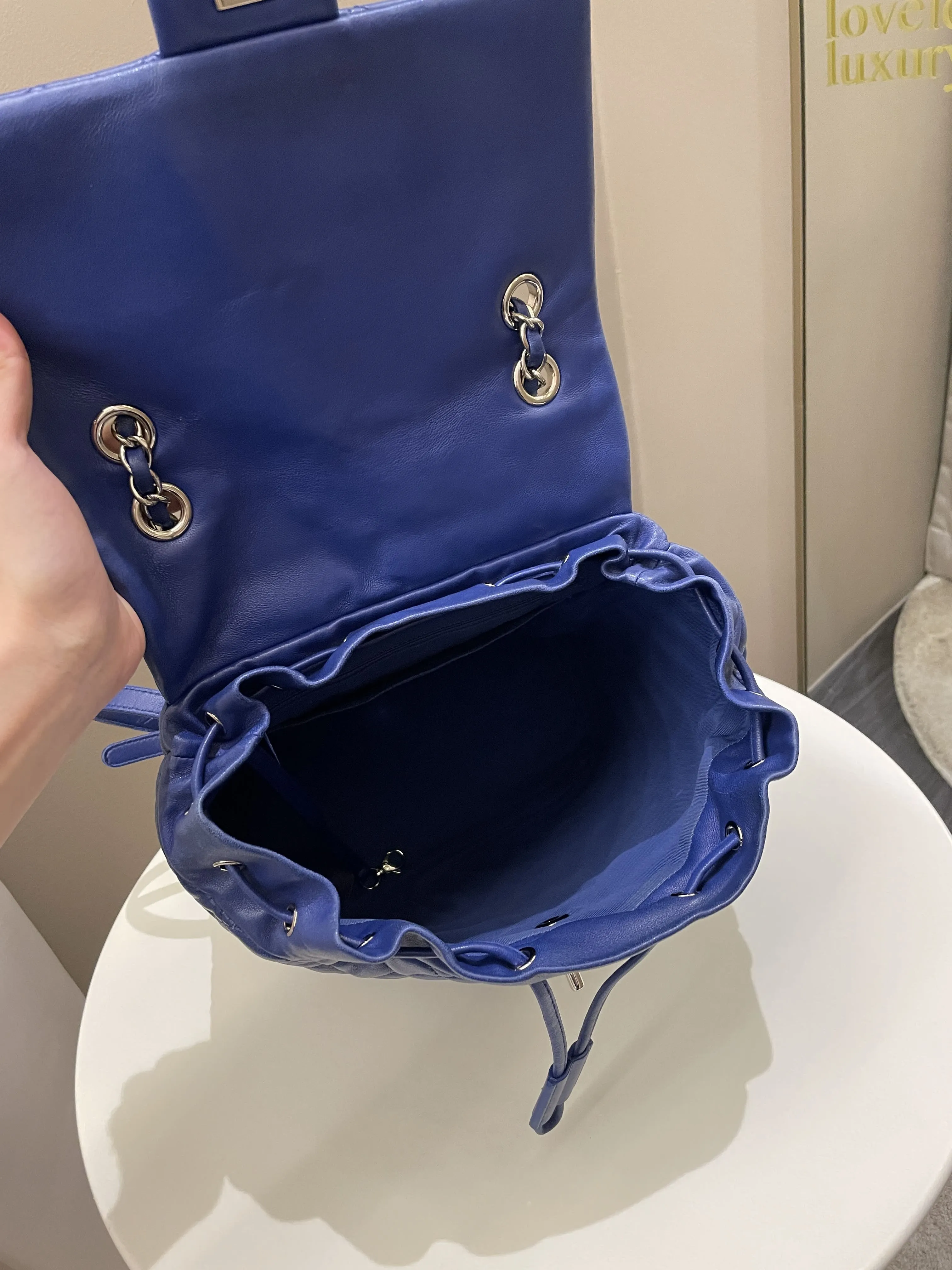 Chanel Urban Spirit Backpack Blue Lambskin