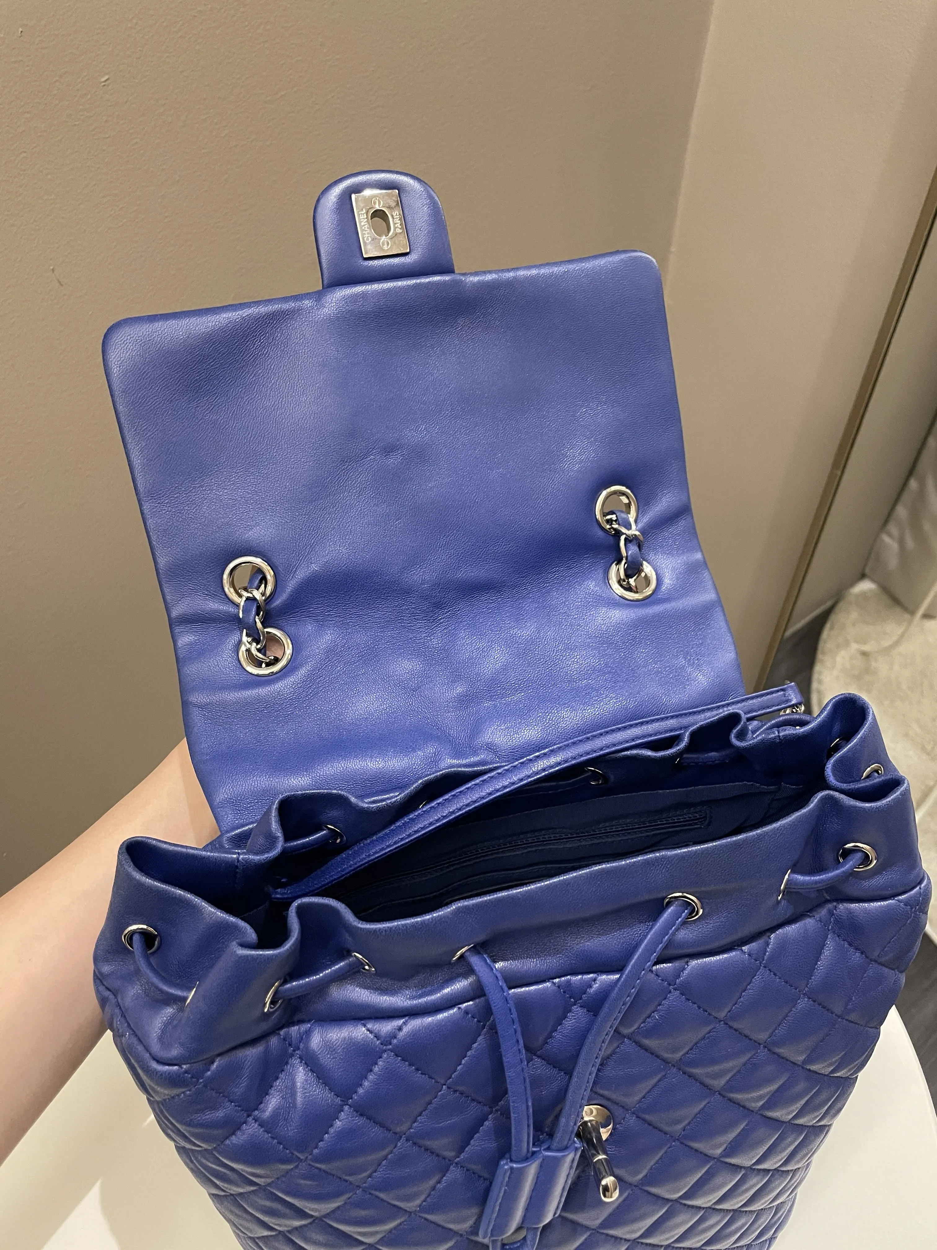Chanel Urban Spirit Backpack Blue Lambskin