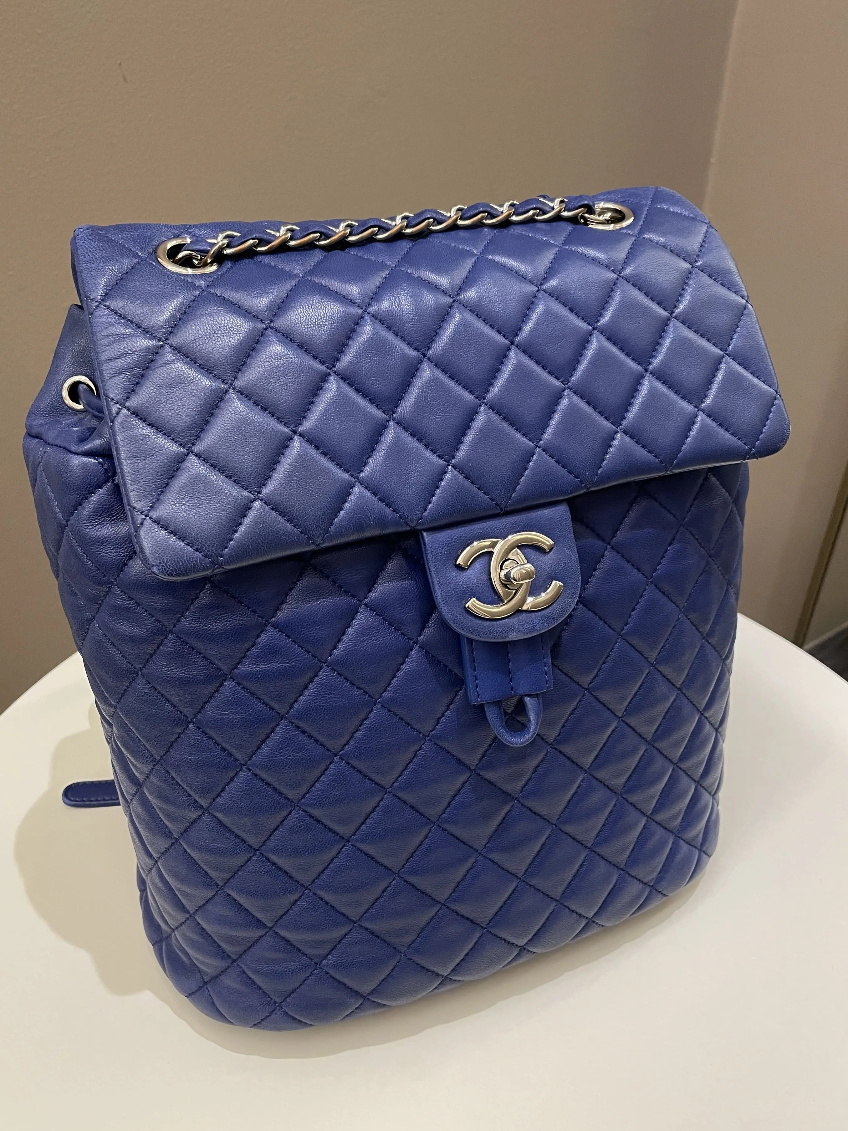 Chanel Urban Spirit Backpack Blue Lambskin