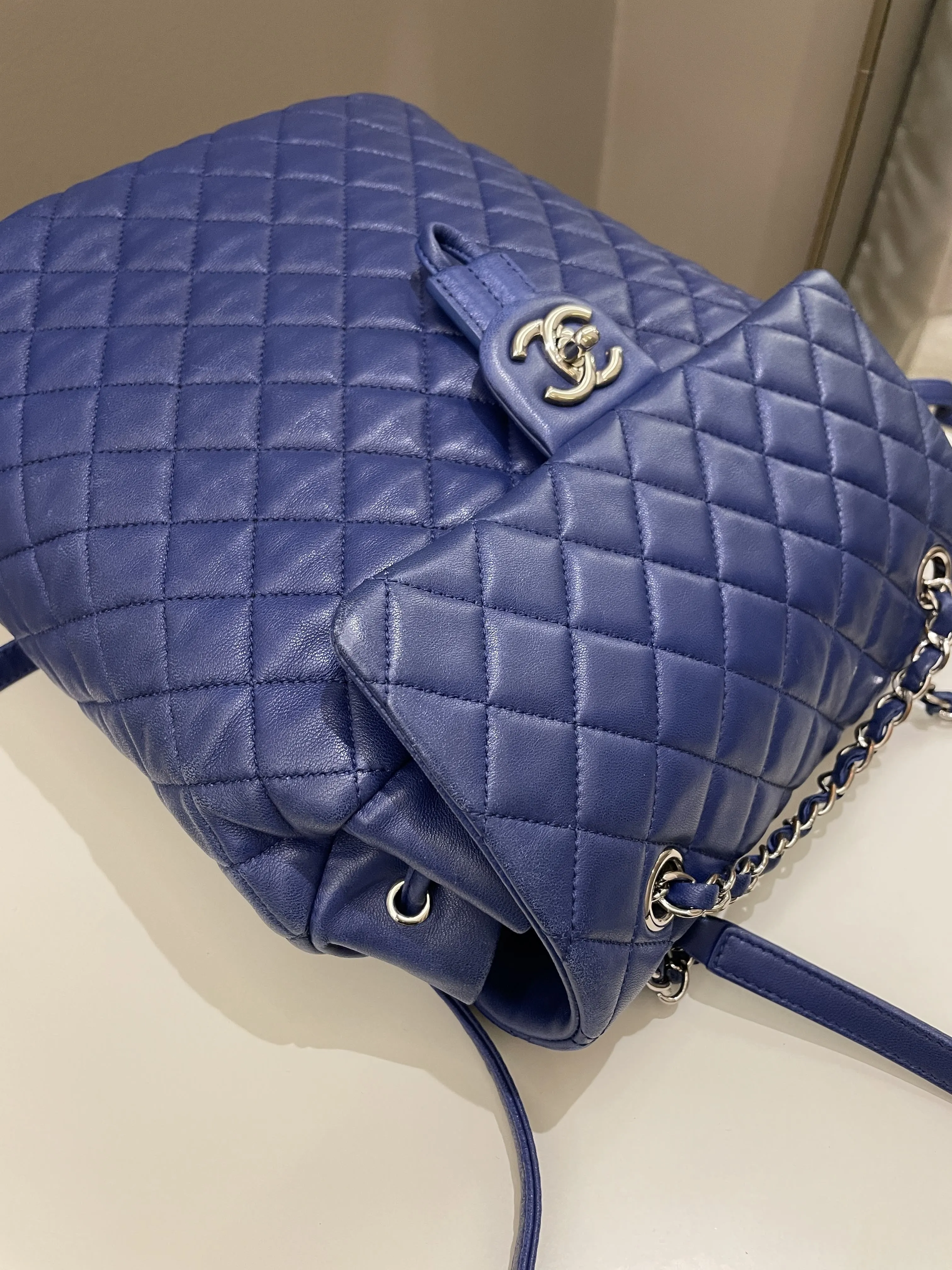 Chanel Urban Spirit Backpack Blue Lambskin