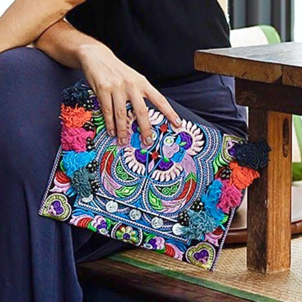 Corfu Boho Banjara Tassel Clutch Bag
