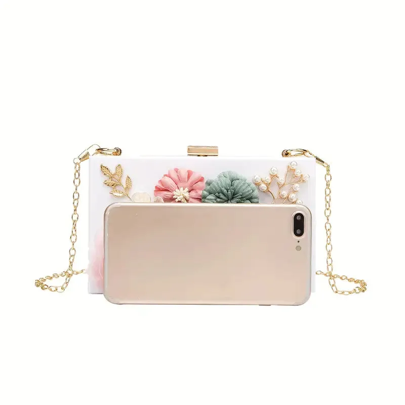 Elegant Floral Decor Dinner Bag Pink