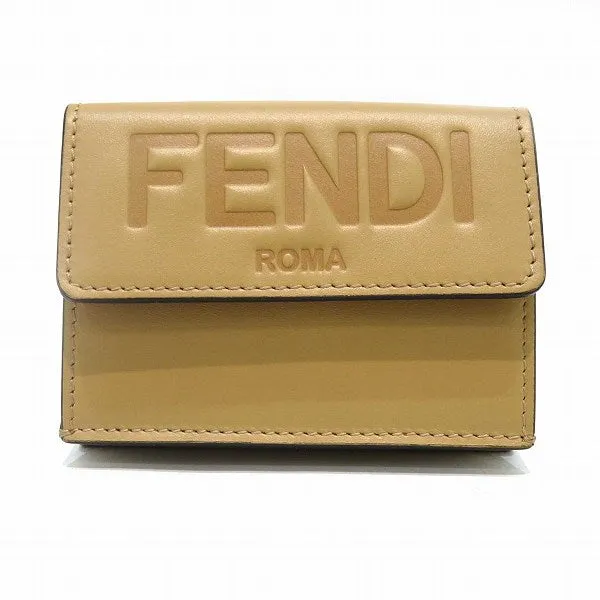 Fendi Leather Logo Embossed Tri-Fold Wallet