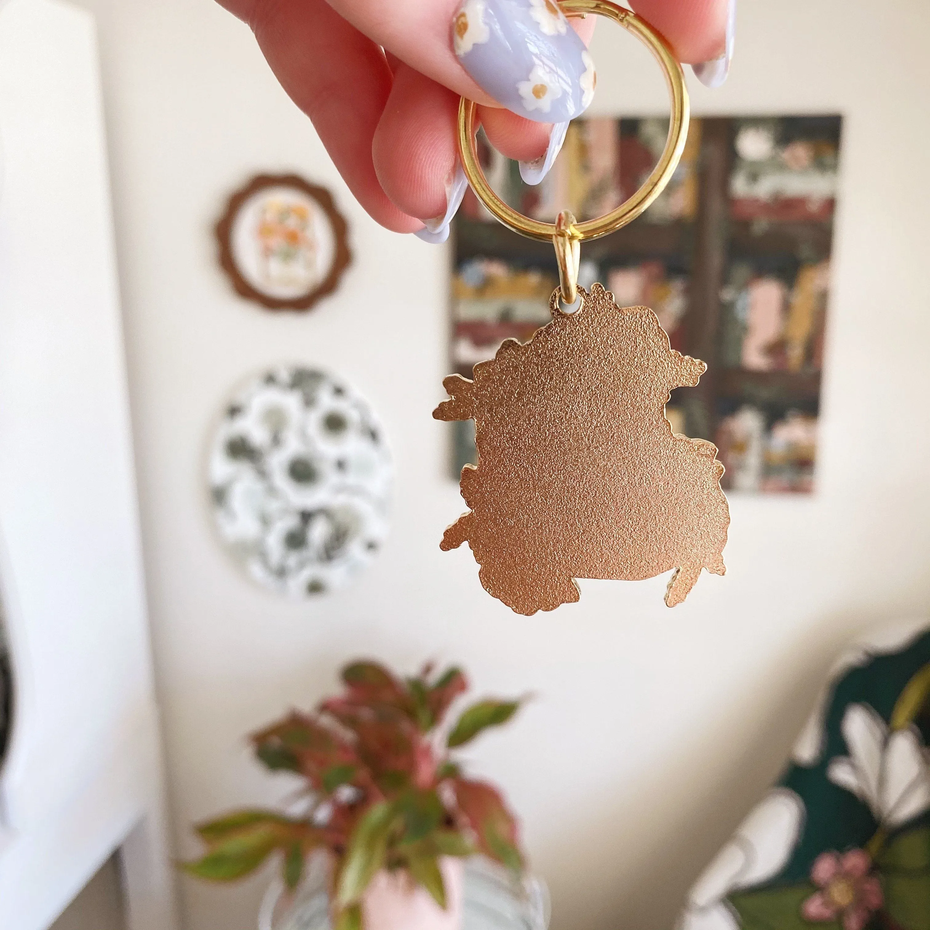 Floral Books Hard Enamel Keychain