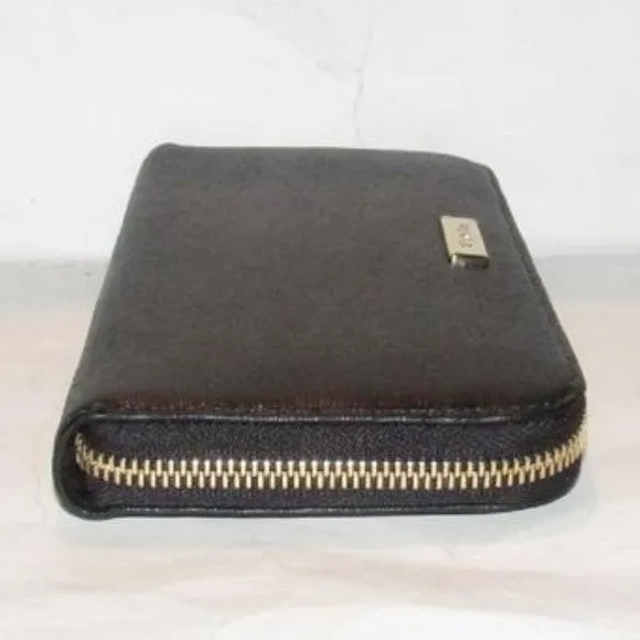Furla NWT Black XL Leather Checkbook Zip Around Wallet
