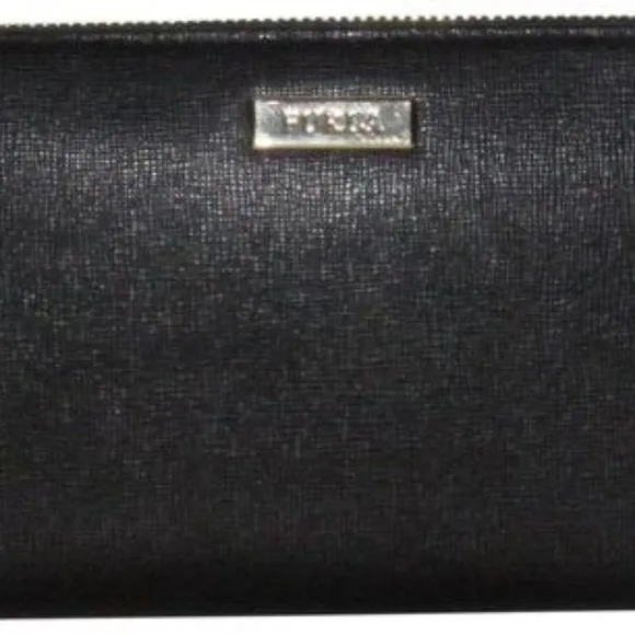 Furla NWT Black XL Leather Checkbook Zip Around Wallet