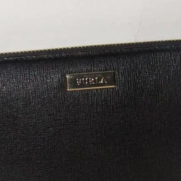 Furla NWT Black XL Leather Checkbook Zip Around Wallet