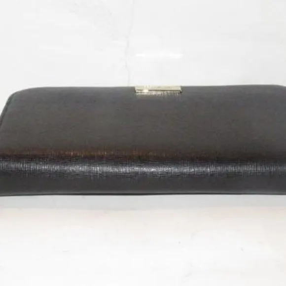 Furla NWT Black XL Leather Checkbook Zip Around Wallet