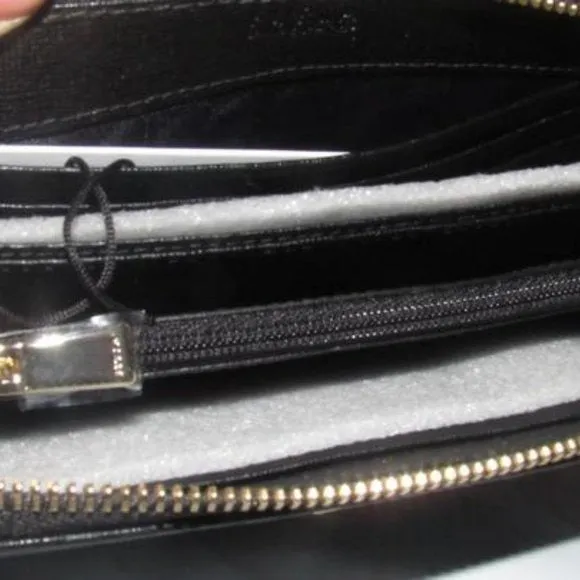Furla NWT Black XL Leather Checkbook Zip Around Wallet