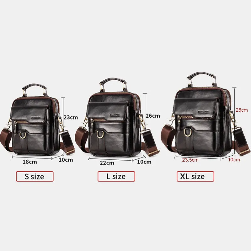 Genuine Leather Crossbody Bag Vintage Messenger Handbag for Men