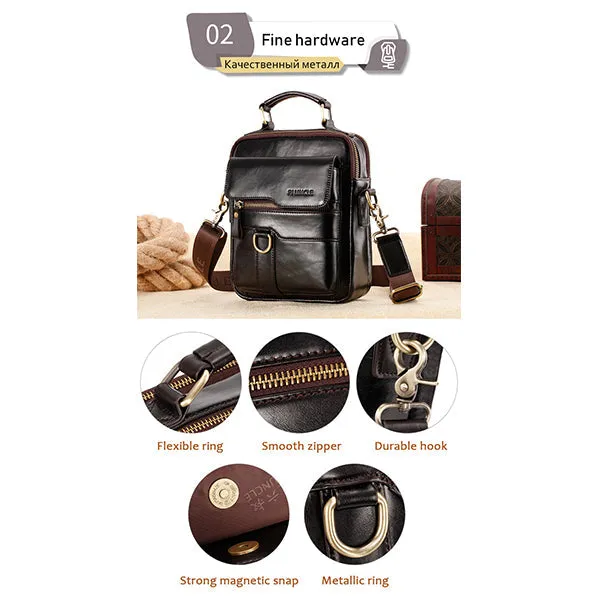 Genuine Leather Crossbody Bag Vintage Messenger Handbag for Men