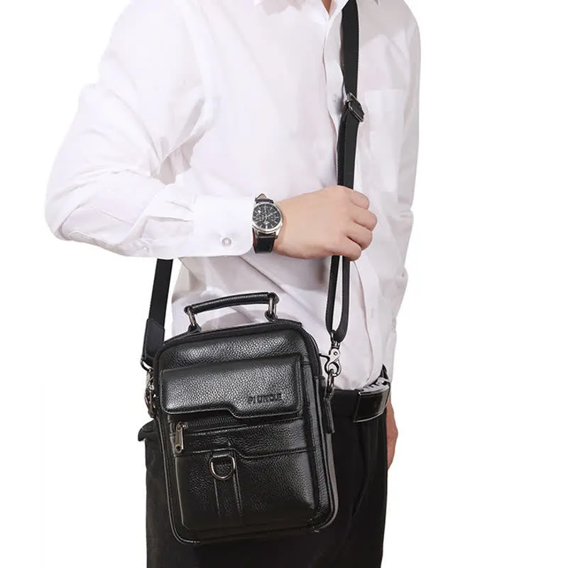 Genuine Leather Crossbody Bag Vintage Messenger Handbag for Men