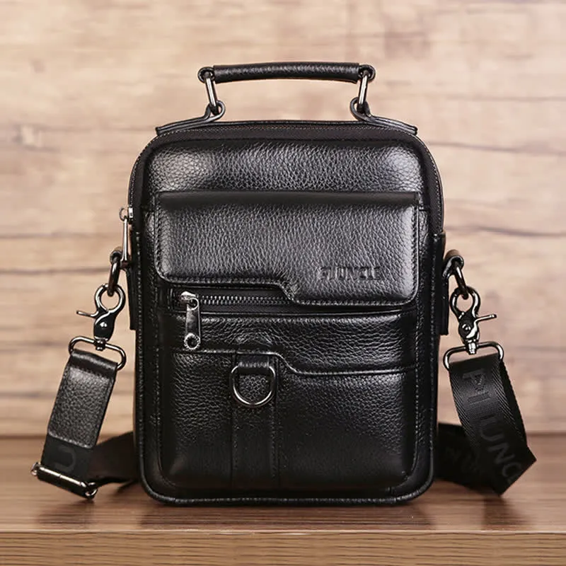 Genuine Leather Crossbody Bag Vintage Messenger Handbag for Men