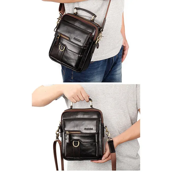 Genuine Leather Crossbody Bag Vintage Messenger Handbag for Men