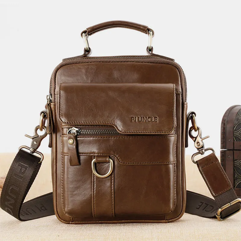 Genuine Leather Crossbody Bag Vintage Messenger Handbag for Men