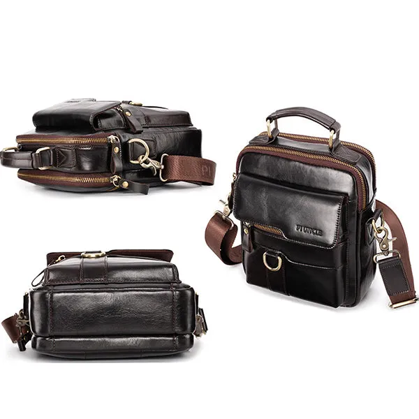 Genuine Leather Crossbody Bag Vintage Messenger Handbag for Men