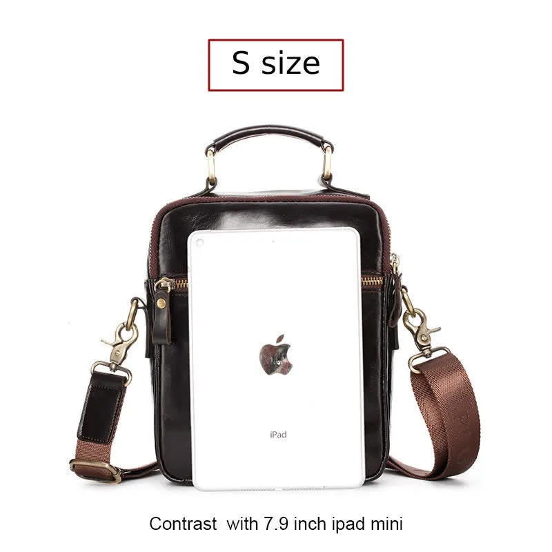 Genuine Leather Crossbody Bag Vintage Messenger Handbag for Men