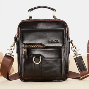 Genuine Leather Crossbody Bag Vintage Messenger Handbag for Men